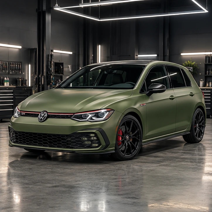 Illustratives Motiv: Volkswagen in Satin-Olivgrün